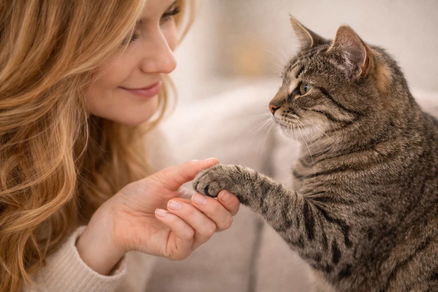 Hand halten von Hund